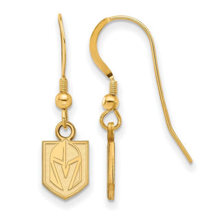 Sterling Silver Gold-plated NHL LogoArt Vegas Golden Knights Extra Small Dangle Wire Earrings