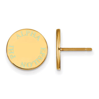 Sterling Silver Gold-plated LogoArt Alpha Epsilon Phi Sorority Text Color Enamel Post Earrings GP020AEP