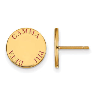 Sterling Silver Gold-plated LogoArt Gamma Phi Beta Sorority Text Color Enamel Post Earrings GP020GPB