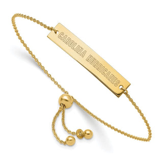 Sterling Silver Gold-plated NHL LogoArt Carolina Hurricanes Small Bar Adjustable 9 inch Bracelet