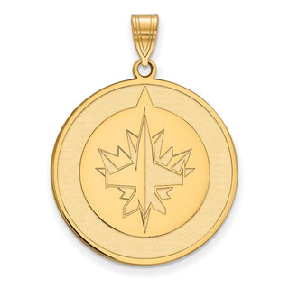 Sterling Silver Gold-plated NHL LogoArt Winnipeg Jets Extra Large Pendant