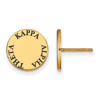 Sterling Silver Gold-plated LogoArt Kappa Alpha Theta Sorority Text Color Enamel Post Earrings GP020KAT