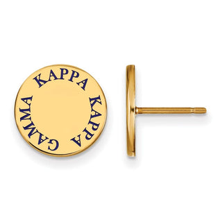 Sterling Silver Gold-plated LogoArt Kappa Kappa Gamma Sorority Text Color Enamel Post Earrings GP020KKG