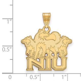 Sterling Silver Gold-plated LogoArt Northern Illinois University N-I-U with Huskies Large Pendant