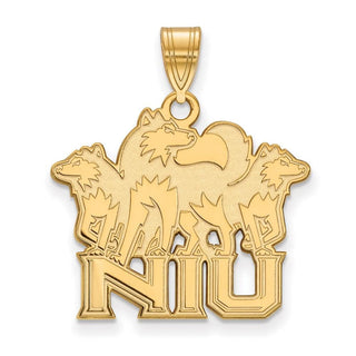 Sterling Silver Gold-plated LogoArt Northern Illinois University N-I-U with Huskies Large Pendant