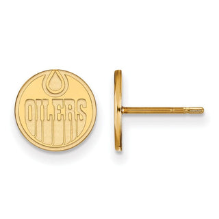 Sterling Silver Gold-plated NHL LogoArt Edmonton Oilers Extra Small Post Earrings