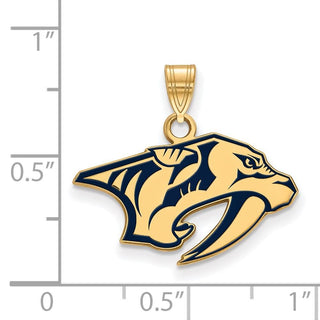 Sterling Silver Gold-plated NHL LogoArt Nashville Predators Small Enameled Pendant