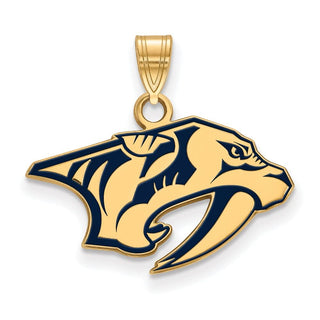 Sterling Silver Gold-plated NHL LogoArt Nashville Predators Small Enameled Pendant