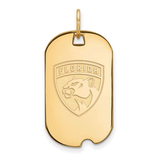 Sterling Silver Gold-plated NHL LogoArt Florida Panthers Small Dog Tag Pendant