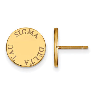 Sterling Silver Gold-plated LogoArt Sigma Delta Tau Sorority Text Color Enamel Post Earrings GP020SDT