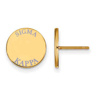 Sterling Silver Gold-plated LogoArt Sigma Kappa Sorority Text Color Enamel Post Earrings GP020SKP
