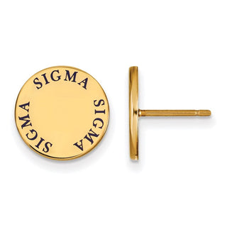 Sterling Silver Gold-plated LogoArt Sigma Sigma Sigma Sorority Text Color Enamel Post Earrings GP020SSS