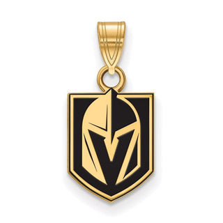 Sterling Silver Gold-plated NHL LogoArt NHL Vegas Golden Knights Small Enameled Pendant