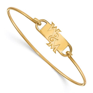 Sterling Silver Gold-plated LogoArt College of William and Mary Small Center 7 inch Wire Bangle Bracelet