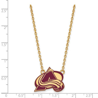 Sterling Silver Gold-plated NHL LogoArt Colorado Avalanche Letter A Large Enameled Pendant 18 inch Necklace