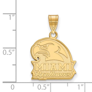 Sterling Silver Gold-plated LogoArt Miami University Ohio Redhawks Medium Pendant