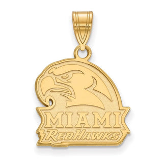 Sterling Silver Gold-plated LogoArt Miami University Ohio Redhawks Medium Pendant