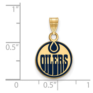 Sterling Silver Gold-plated NHL LogoArt Edmonton Oilers Small Enameled Pendant