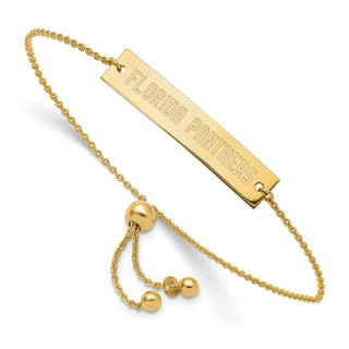 Sterling Silver Gold-plated NHL LogoArt Florida Panthers Small Bar Adjustable 9 inch Bracelet