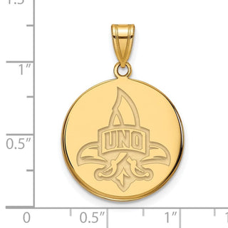 Sterling Silver Gold-plated LogoArt University of New Orleans Privateers Large Disc Pendant