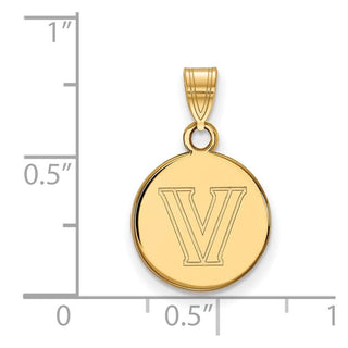 14k Gold LogoArt Villanova University Letter V Small Disc Pendant