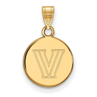 Sterling Silver Gold-plated LogoArt Villanova University Letter V Small Disc Pendant