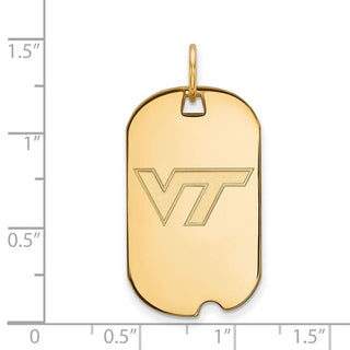 Sterling Silver Gold-plated LogoArt Virginia Tech V-T Small Dog Tag Pendant
