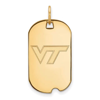 14k Gold LogoArt Virginia Tech V-T Small Dog Tag Pendant