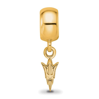 Sterling Silver Gold-plated LogoArt Arizona State University Pitchfork Extra Small Dangle Bead Charm