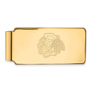 Sterling Silver Gold-plated NHL LogoArt Chicago Blackhawks Money Clip