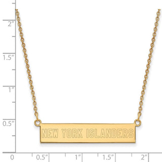 Sterling Silver Gold-plated NHL LogoArt New York Islanders Small Bar 18 inch Necklace