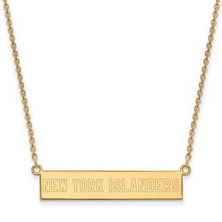 Sterling Silver Gold-plated NHL LogoArt New York Islanders Small Bar 18 inch Necklace