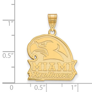 Sterling Silver Gold-plated LogoArt Miami University Ohio Redhawks Large Pendant