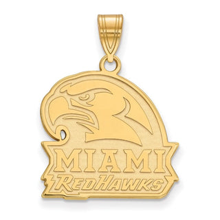 Sterling Silver Gold-plated LogoArt Miami University Ohio Redhawks Large Pendant
