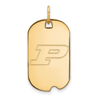 14k Gold LogoArt Purdue University Letter P Small Dog Tag Pendant