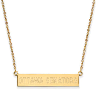 Sterling Silver Gold-plated NHL LogoArt Ottawa Senators Small Bar 18 inch Necklace