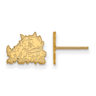 Sterling Silver Gold-plated LogoArt Texas Christian University Horned Frog Extra Small Post Earrings