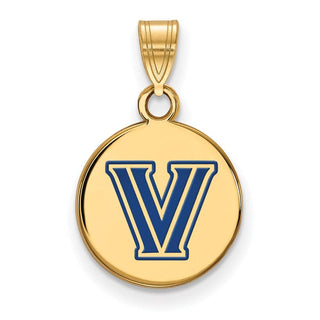 Sterling Silver Gold-plated LogoArt Villanova University Letter V Small Enameled Disc Pendant