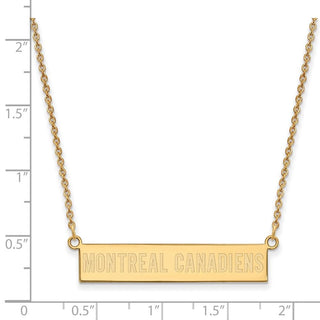 Sterling Silver Gold-plated NHL LogoArt Montreal Canadiens Small Bar 18 inch Necklace