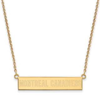 Sterling Silver Gold-plated NHL LogoArt Montreal Canadiens Small Bar 18 inch Necklace