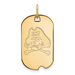 Sterling Silver Gold-plated LogoArt East Carolina University Pirate Small Dog Tag Pendant