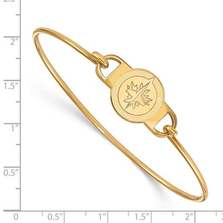Sterling Silver Gold-plated NHL LogoArt Winnipeg Jets Small Center 7 inch Wire Bangle Bracelet