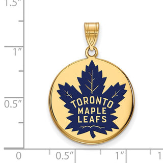 Sterling Silver Gold-plated NHL LogoArt Toronto Maple Leafs Large Enameled Disc Pendant