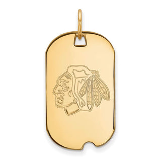 14k Gold NHL LogoArt Chicago Blackhawks Small Dog Tag Pendant