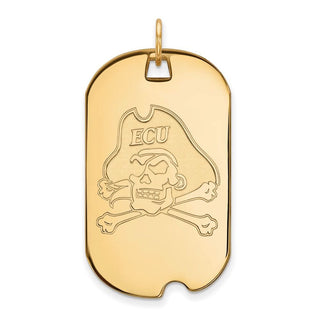 Sterling Silver Gold-plated LogoArt East Carolina University Pirate Large Dog Tag Pendant