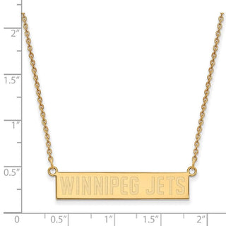 Sterling Silver Gold-plated NHL LogoArt Winnipeg Jets Small Bar 18 inch Necklace