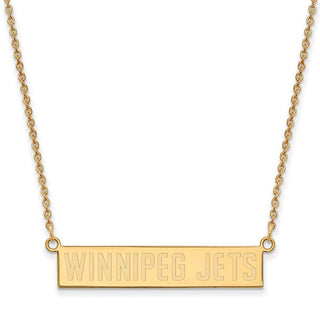 Sterling Silver Gold-plated NHL LogoArt Winnipeg Jets Small Bar 18 inch Necklace