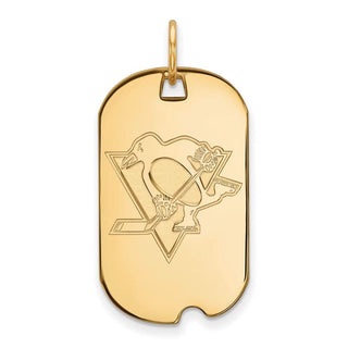 Sterling Silver Gold-plated NHL LogoArt Pittsburgh Penguins Small Dog Tag Pendant