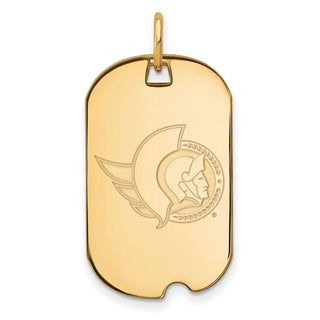 Sterling Silver Gold-plated NHL LogoArt Ottawa Senators Small Dog Tag Pendant