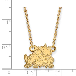 Sterling Silver Gold-plated LogoArt Texas Christian University Horned Frog Small Pendant 18 inch Necklace